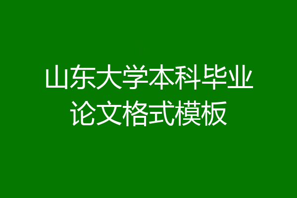 山东大学本科毕业论文格式模板