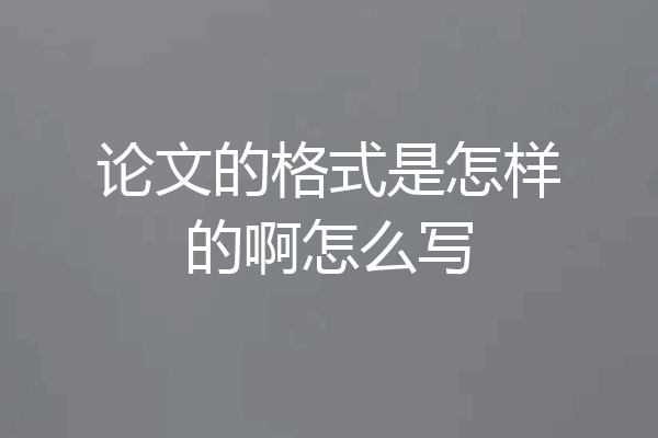 论文的格式是怎样的啊怎么写