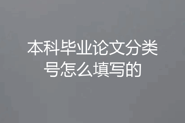 本科毕业论文分类号怎么填写的