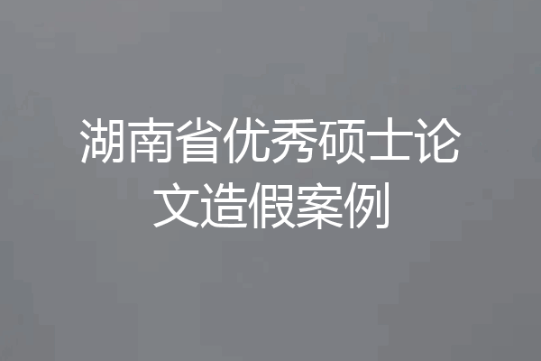 湖南省优秀硕士论文造假案例