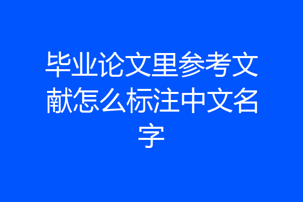 毕业论文里参考文献怎么标注中文名字