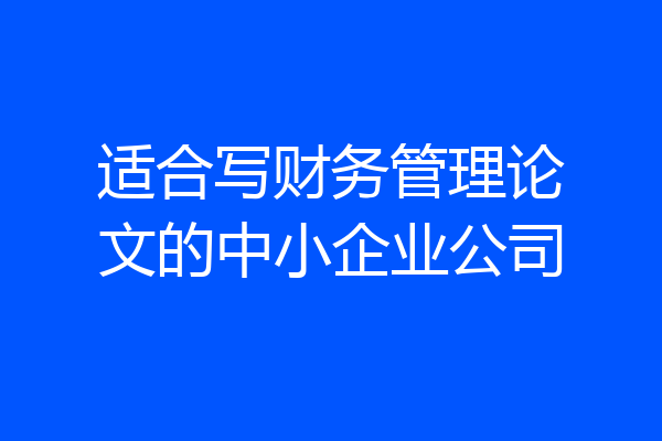 适合写财务管理论文的中小企业公司