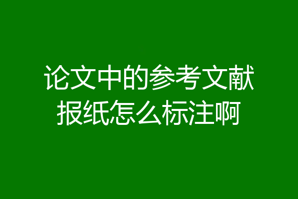 论文中的参考文献报纸怎么标注啊
