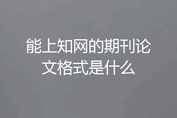 能上知网的期刊论文格式是什么