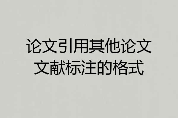 论文引用其他论文文献标注的格式