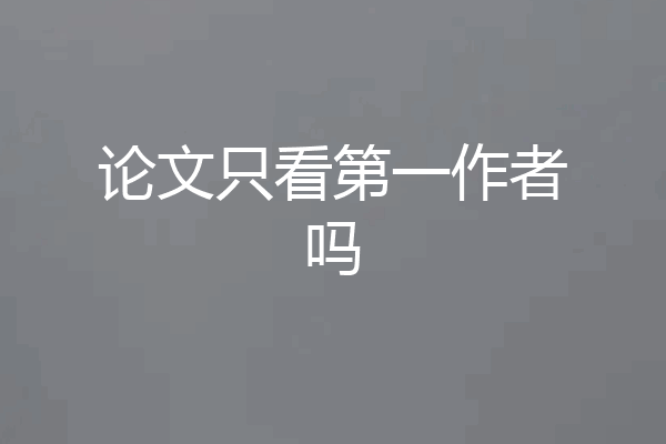 论文只看第一作者吗