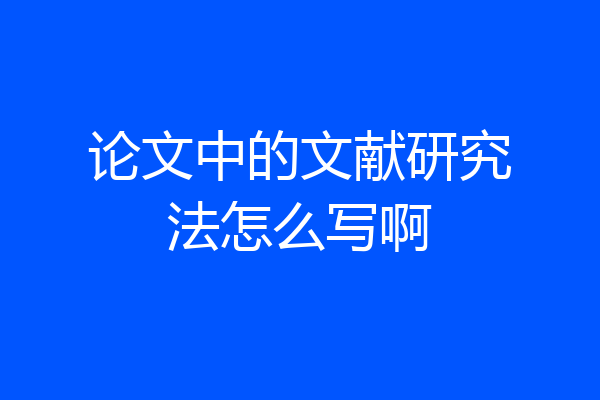 论文中的文献研究法怎么写啊