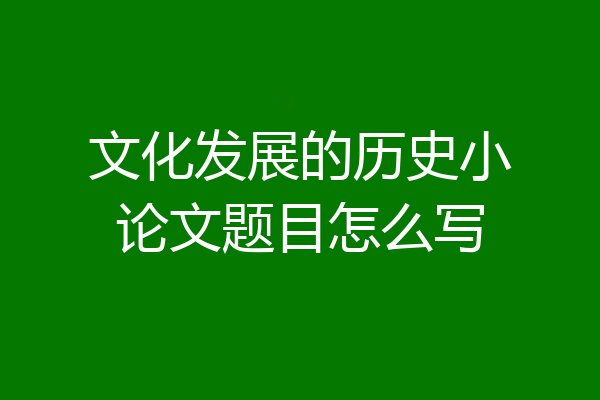 文化发展的历史小论文题目怎么写