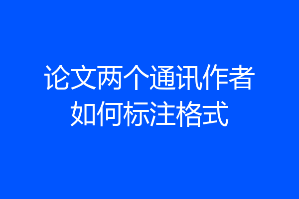 论文两个通讯作者如何标注格式