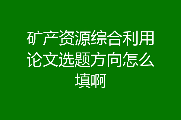 矿产资源综合利用论文选题方向怎么填啊