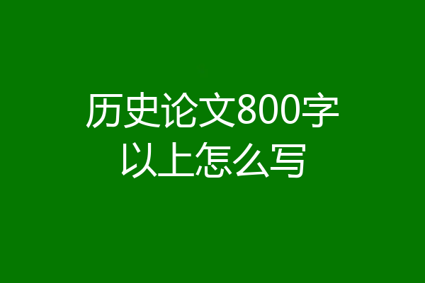 历史论文800字以上怎么写