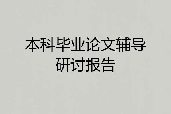 本科毕业论文辅导研讨报告