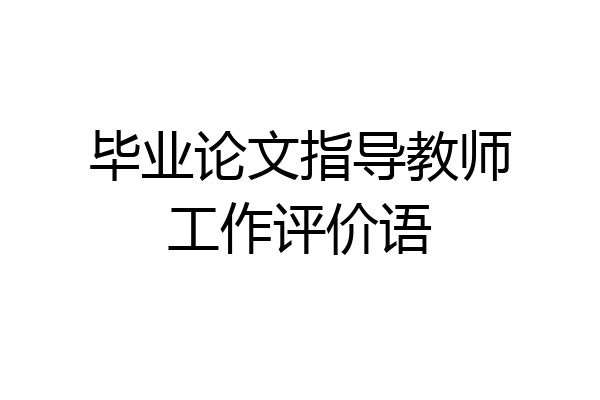 毕业论文指导教师工作评价语