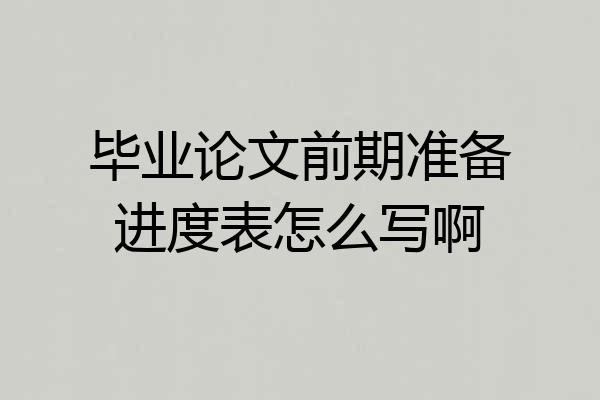 毕业论文前期准备进度表怎么写啊