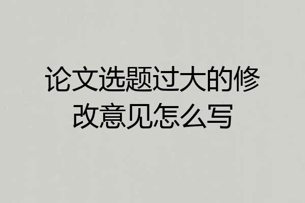 论文选题过大的修改意见怎么写