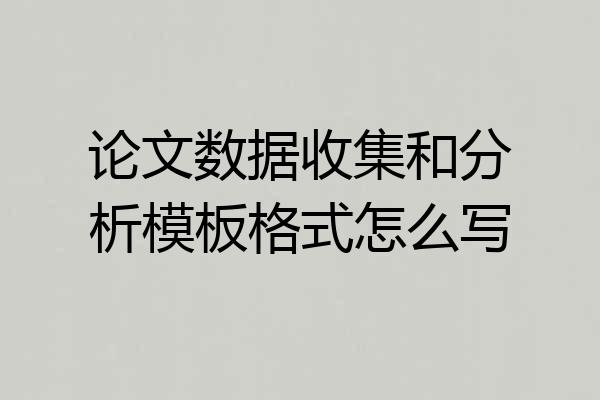 论文数据收集和分析模板格式怎么写