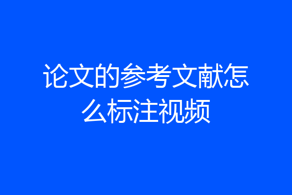 论文的参考文献怎么标注视频
