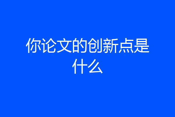 你论文的创新点是什么