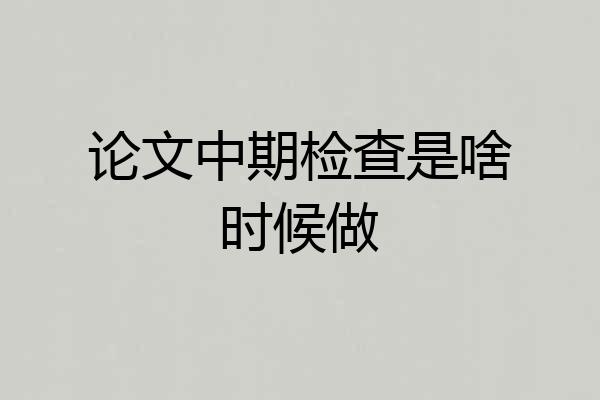 论文中期检查是啥时候做