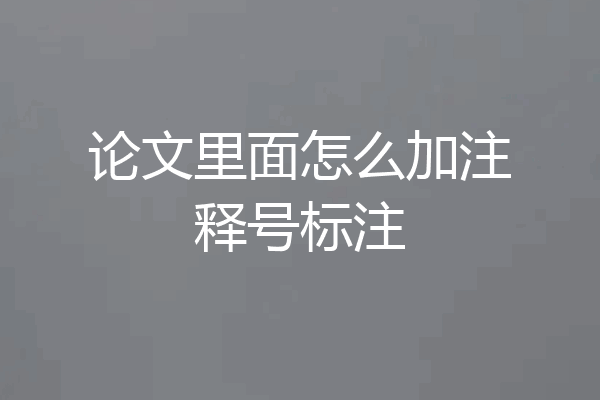 论文里面怎么加注释号标注