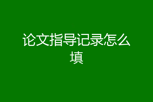 论文指导记录怎么填