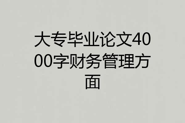 大专毕业论文4000字财务管理方面