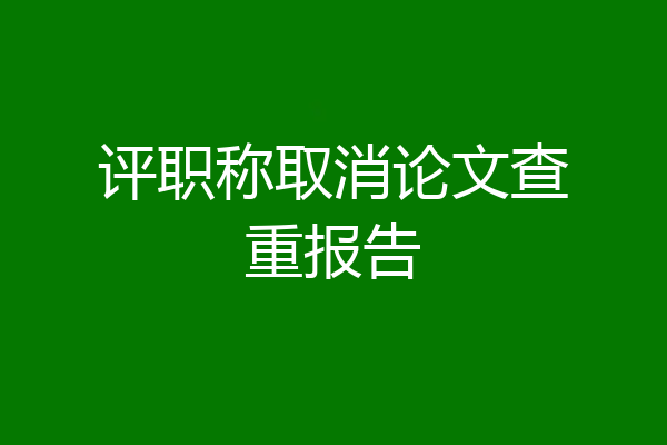 评职称取消论文查重报告