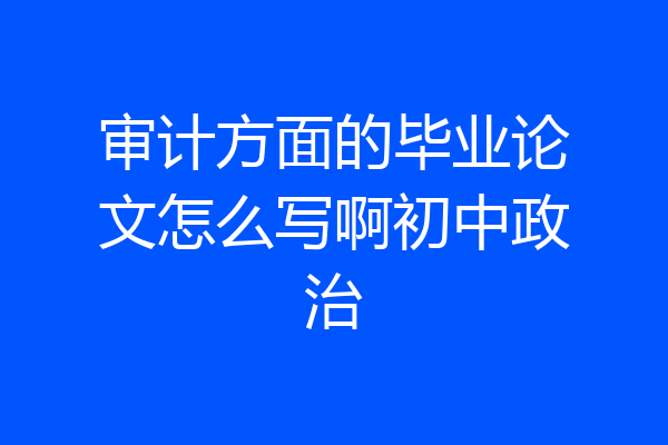 审计方面的毕业论文怎么写啊初中政治