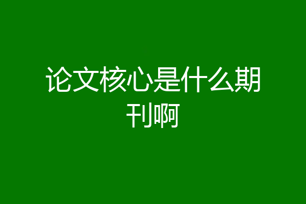 论文核心是什么期刊啊