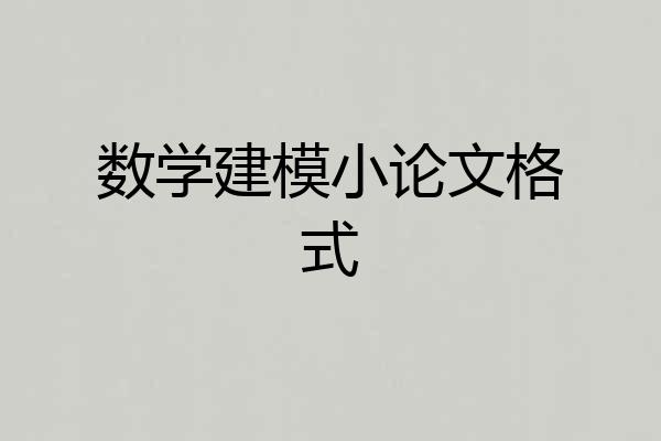 数学建模小论文格式