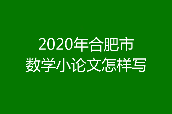 2020年合肥市数学小论文怎样写