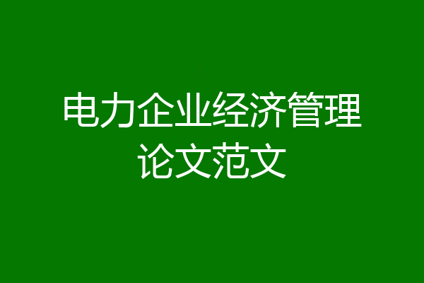 电力企业经济管理论文范文