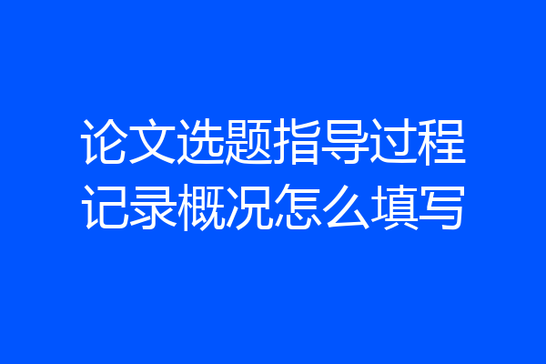 论文选题指导过程记录概况怎么填写