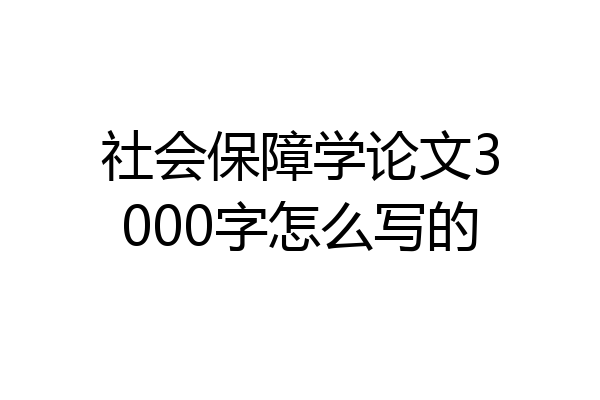 社会保障学论文3000字怎么写的