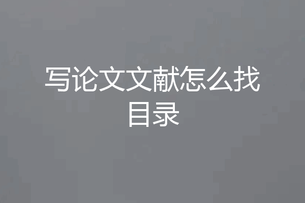 写论文文献怎么找目录