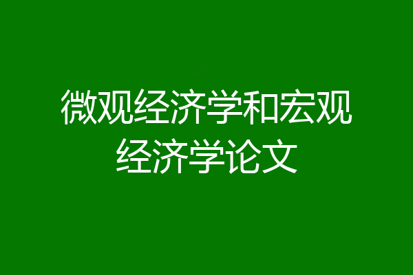 微观经济学和宏观经济学论文