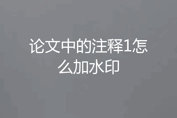 论文中的注释1怎么加水印