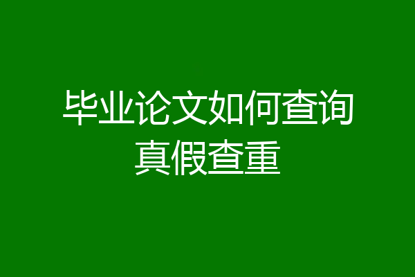 毕业论文如何查询真假查重