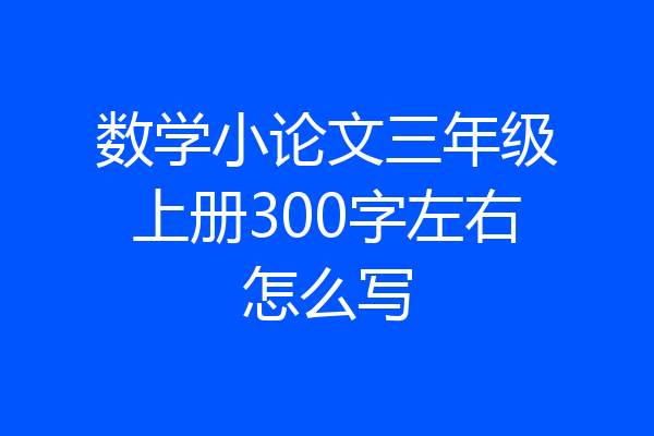 数学小论文三年级上册300字左右怎么写
