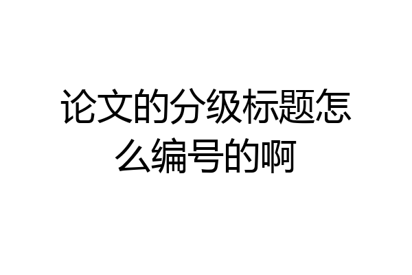 论文的分级标题怎么编号的啊