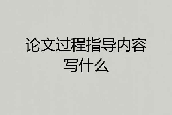 论文过程指导内容写什么