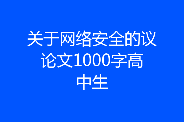 关于网络安全的议论文1000字高中生