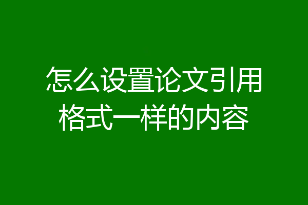 怎么设置论文引用格式一样的内容