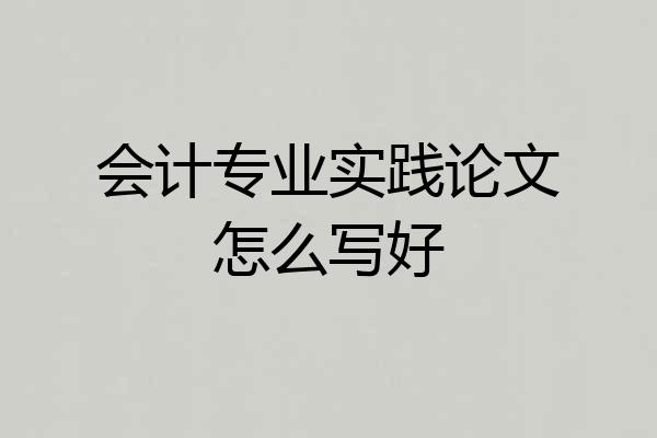 会计专业实践论文怎么写好
