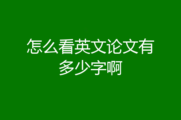 怎么看英文论文有多少字啊