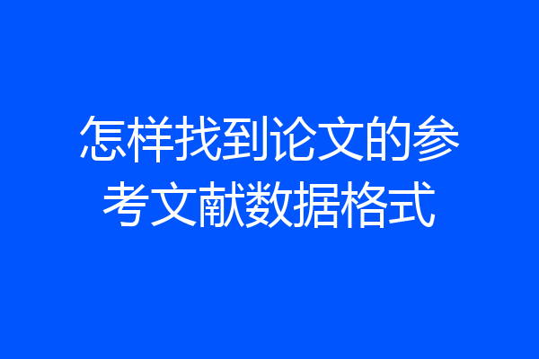 怎样找到论文的参考文献数据格式
