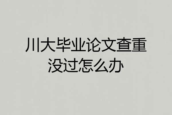 川大毕业论文查重没过怎么办