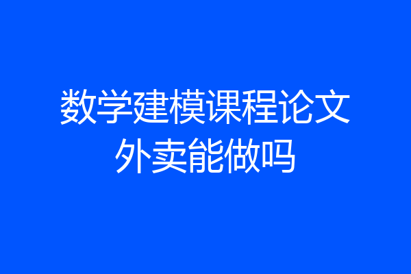 数学建模课程论文外卖能做吗