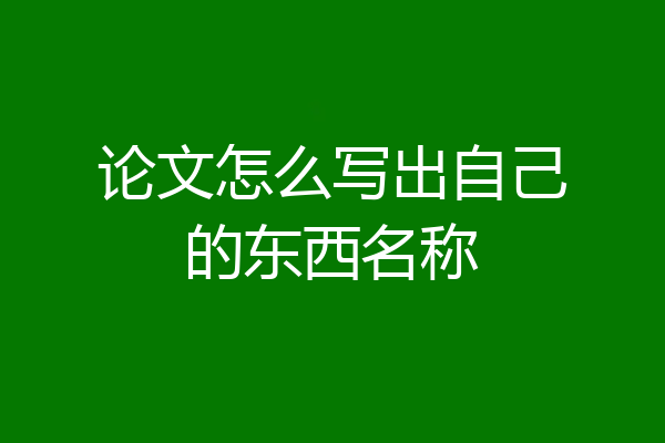 论文怎么写出自己的东西名称