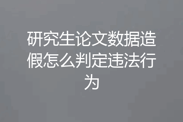 研究生论文数据造假怎么判定违法行为